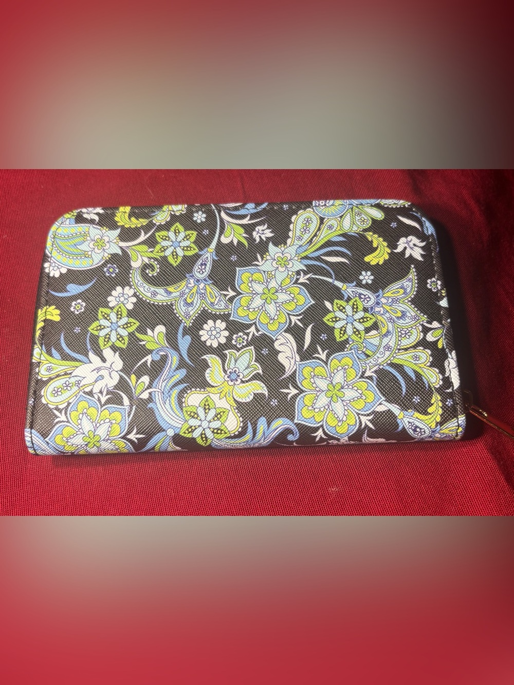 New Floral Paisley Wallet Clutch in Black, Lime & Light Blue